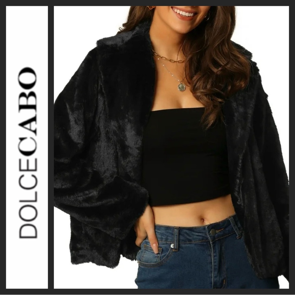 Dolce Cabo Faux Fur Draped Crop Jacket
